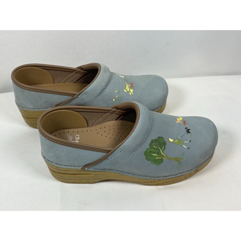 Dansko Twin Pro Dog Walkers Milled Nubuck Womens Clogs Blue/Brown Size 37 - Picture 3 of 15